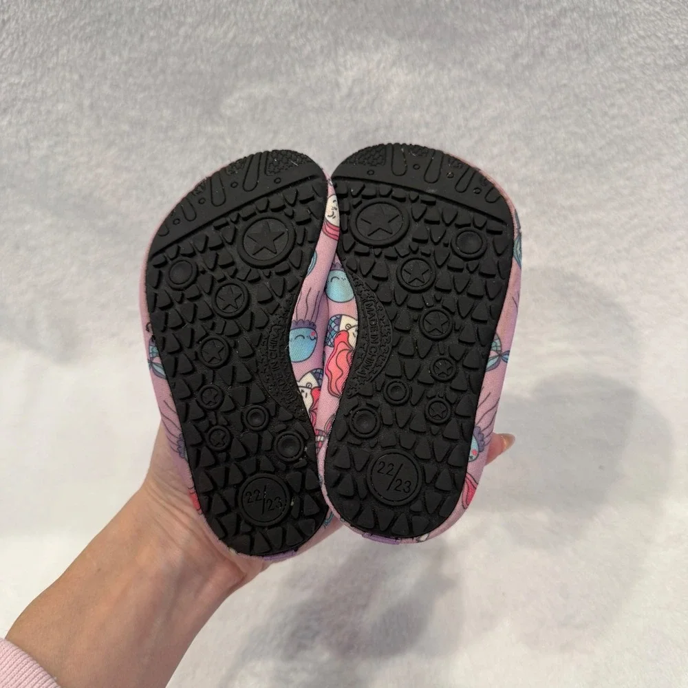 Purple Mermaid Print Kids Water Shoes Aqua‎ Socks Slip On Size 6